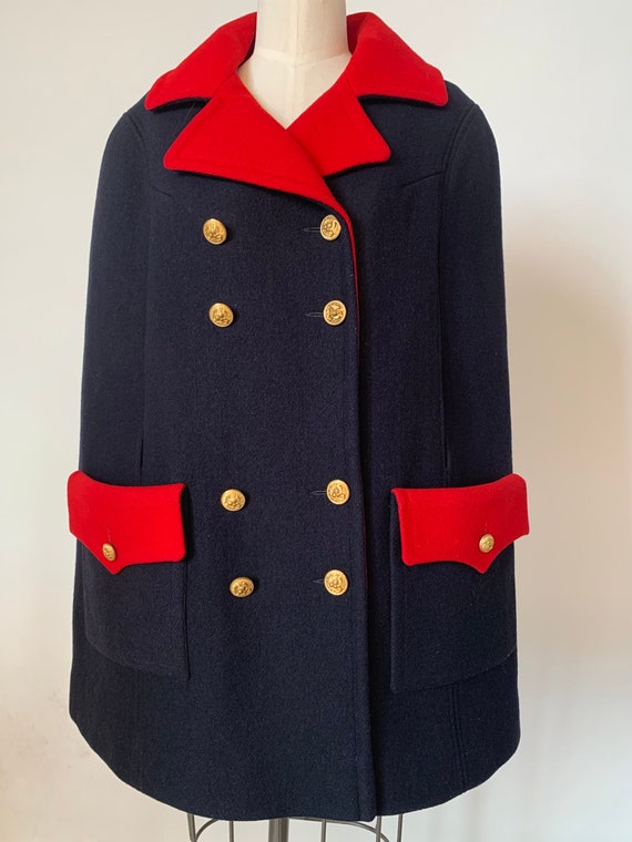 Vintage NAVY Blue stylized MOD military 1960's wo… - image 2