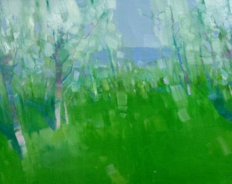 Bloesembomen, origineel olieverfschilderij, Handgemaakte kunstwerken, Uniek