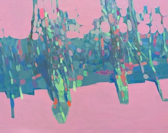 Trees in Pink, Original oil painting, Handmade artwork, one of a kind