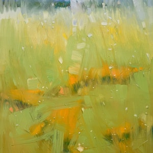 Yellow Valley, Original oil painting, handmade artwork, impressionism, One of a kind