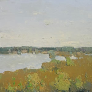 Lake Side, Original oil painting, handmade artwork, impressionism, One of a kind