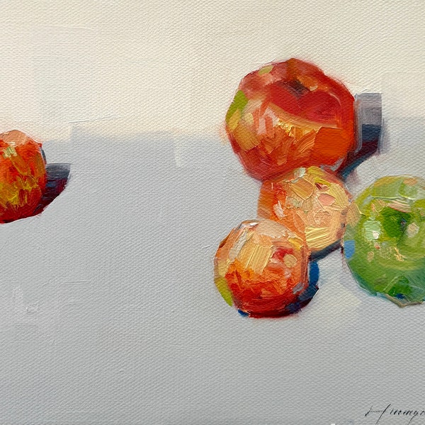 Apples, Original oil Painting, Handmade artwork, One of a kind