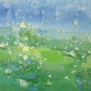 Summer Valley, Original oil painting, handmade artwork, One of a kind