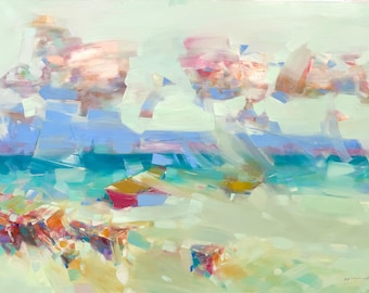 Oceanic Abstraction Seascape Original oil painting, handmade artwork One of a Kind