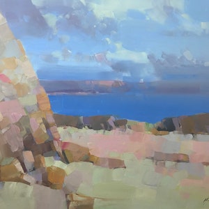 Ocean Side, Original Ölgemälde, handgefertigtes Kunstwerk, großformatiges Gemälde, Unikat