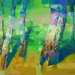 Vibrant Mood, Landscape Original oil painting, Handmade artwork, one of a kind