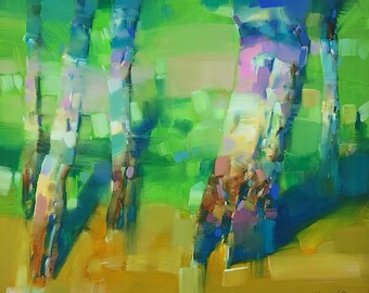 Estado de ánimo vibrante, Paisaje Pintura al óleo original, Obra de arte hecha a mano, única en su tipo