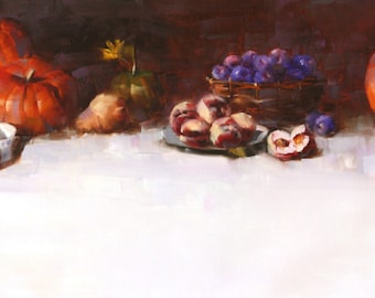 Still life for Kitchen Original oil painting on canvas Large size 22 x 42 in One of a kind Gallery quality