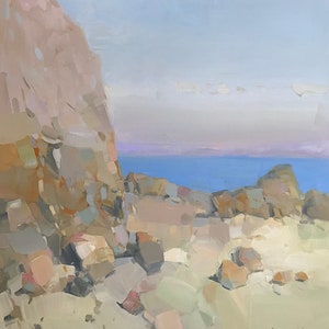Klippen, Meerlandschaft Original Ölgemälde, handgefertigtes Kunstwerk, großformatiges Gemälde, Unikat