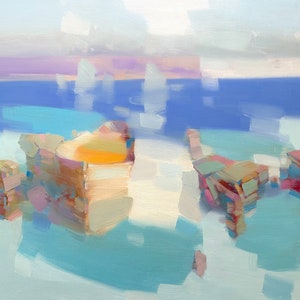 Boat, Impressionism, handmade artwork, One of a kind