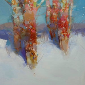 Winter Trees, Landscape Original oil painting, Handmade artwork, one of a kind