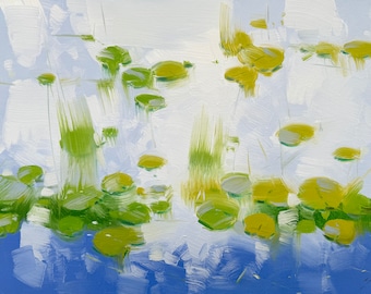 Pond, Original oil Painting, Handmade artwork, One of a kind
