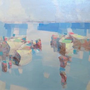 Boats, Original oil Painting, Handmade artwork, One of a kind