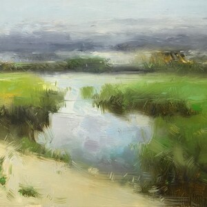 Riverside, Original oil painting, Handmade artwork, one of a kind