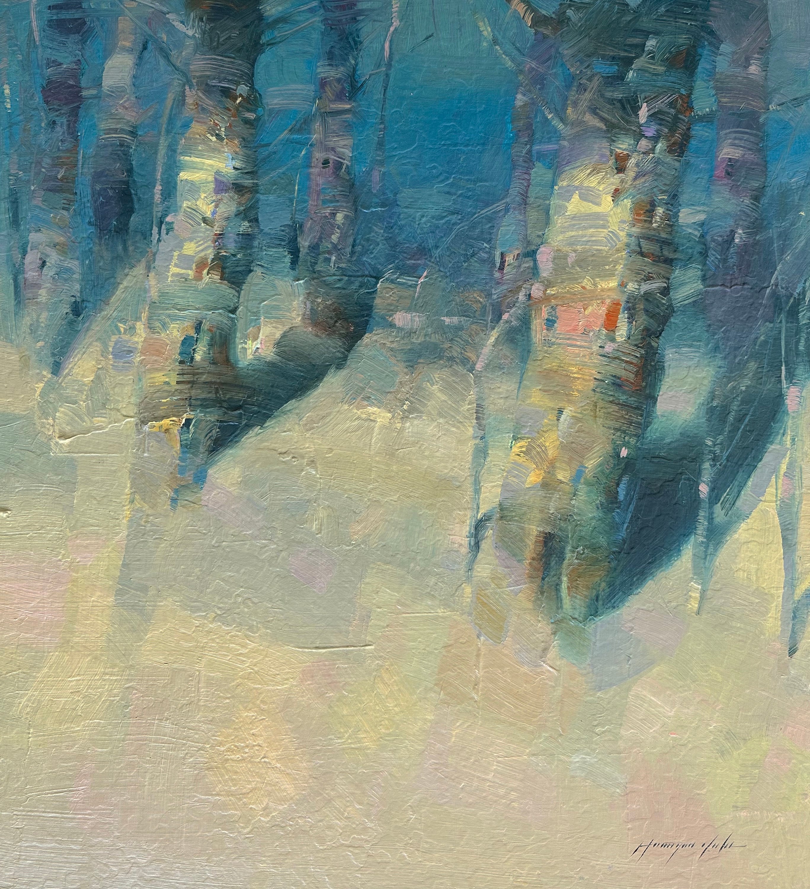 月の木、オリジナル油絵、手作りのアートワーク、ユニークな作品