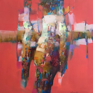 Aspen in Red, Original oil Painting, Handmade artwork, One of a kind