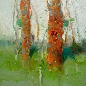 Summer Trees, Original oil painting, Handmade artwork, one of a kind