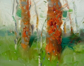 Summer Trees, Original oil painting, Handmade artwork, one of a kind