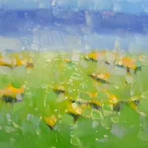 Flowers Valley, Original oil painting, handmade artwork, impressionism, One of a kind