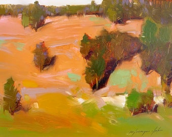 Velvet Forest, Landscape, Original oil painting, Handmade artwork, one of a kind