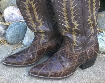 Team West Mens Brown Sea Turtle Print Leather Cowboy Boots Team West Mens Brown Sea Turtle Print Leather Cowboy Boots
