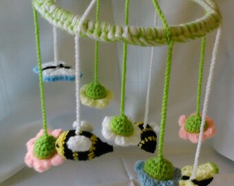 Abeilles et fleurs Baby Mobile