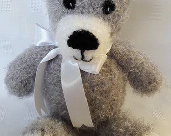 Grey/White Fluffy Amigurumi Teddy Bear