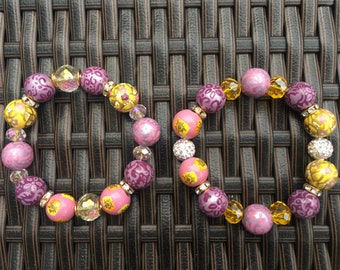 Hand Painted Tangled Bead Bracelet