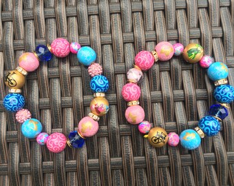 Hand Painted Sleeping Beauty Bead Bracelet