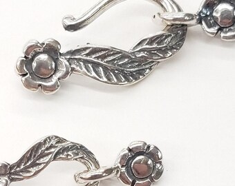 Sterling Silver  hook and eye flower Clasp-   BEST SELLER (Please Note: Our remaining ones no longer have a 925 Stamp)