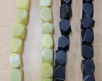 Stone  Rectangular Nuggets   16".  Black Stone Rectangular , Lemon Jade Rectangular