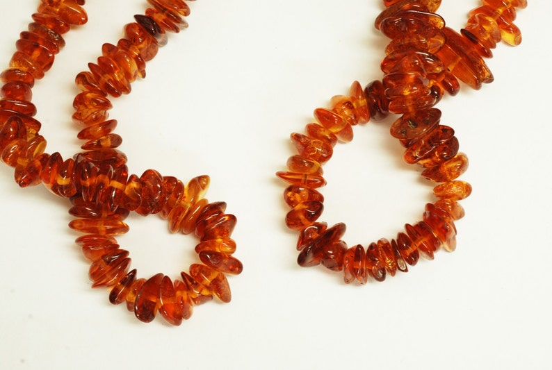 38inches 75gr Genuine Side Drilled Amber Chip shape 6x12mm
