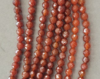 Carnelian  Faceted Round Beads   6mm