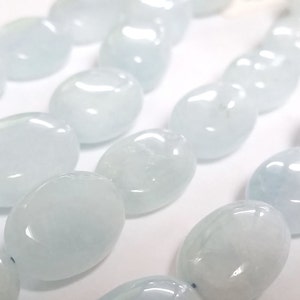 Aigue-Marine (Naturel) Perles Ovales Plates 13x18mm - 16" L