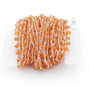 2.5mm Faceted Rondelle Carnelian Rosary Chain Bead/Silver  5 ft