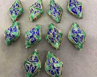 Cloisonne Diamond Shape  Vintage Bead