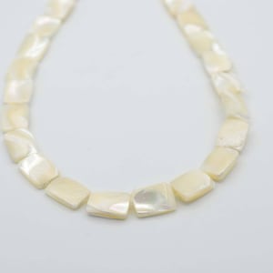 10x14mm Flat Rectangular Shape Mother of Pearl Shell bead,  15" long