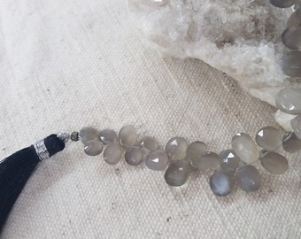 Gray Moonstone Faceted Teardrops, approx. 6x9mm, 7 inches