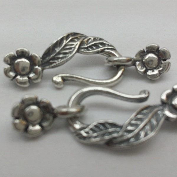 Sterling Silver  hook and eye flower Clasp-   BEST SELLER (Please Note: Our remaining ones no longer have a 925 Stamp)