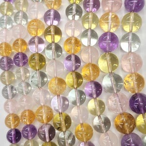 Multi Color Round Gemstones  AA quality, Citrine, Amethyst, Rose Quartz, Lemon Quartz,Green Amethyst,