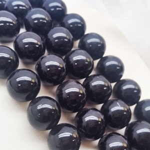 Vintage black Coral Round Beads 11mm & 15mm image 1