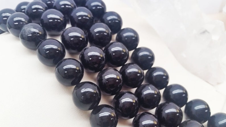 Vintage black Coral Round Beads 11mm & 15mm image 1