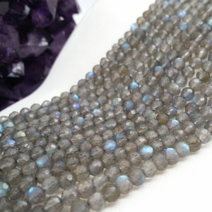 Labradorite Faceted Round 3-4mm,13.5-14"L