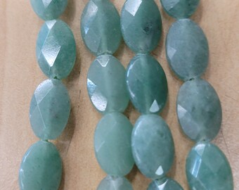 Green Aventurine  Faceted flat oval  8x12mm 15"