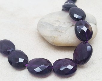 A Amethyst Flat Oval Faceted  bead