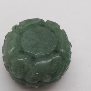 Vintage Serpentine Stone Flat Carved round 30mm   Feng Shui Pendant