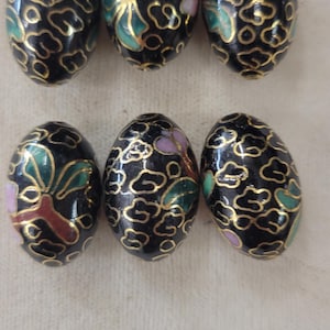 Vintage Cloisonné Oval Form Perlen 12 x 18 mm, Blau oder Weiß, Verkauft durch 10stk