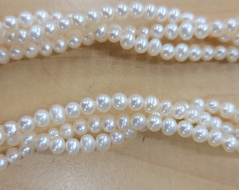 White Freshwater Pearls potato shape  3.5mm -4mm, White Seed Pearls,  Cultured Pearls