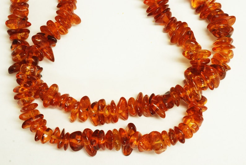 38inches 75gr Genuine Side Drilled Amber Chip shape 6x12mm