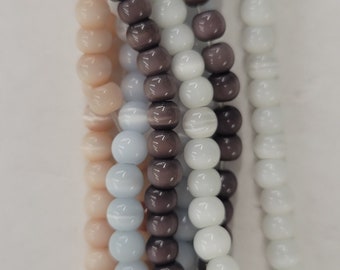 Fiber Glass cat eye beads  4mm   32",   Organic Colors